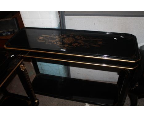 AN ORIENTAL STYLE HALL/SOFA TABLE WITH A SHELF BELOW