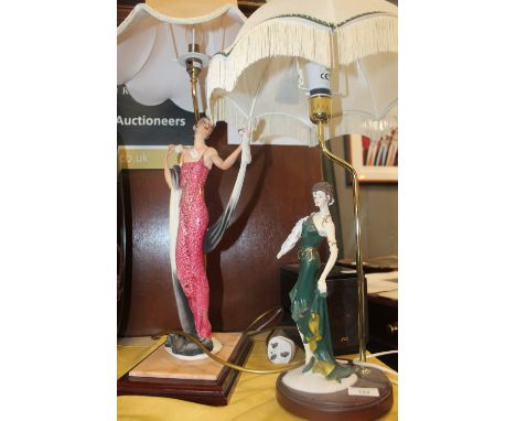 A CAPO DE MONTE FIGURATIVE LAMP TOGETHER WITH ANOTHER