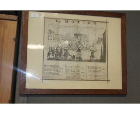 AN 18TH CENTURY PAMPHLET TITLED 'THE MOTION', printed by 'T. Cooper , at The Globe 1741' depicting The Treasury and Whitehall