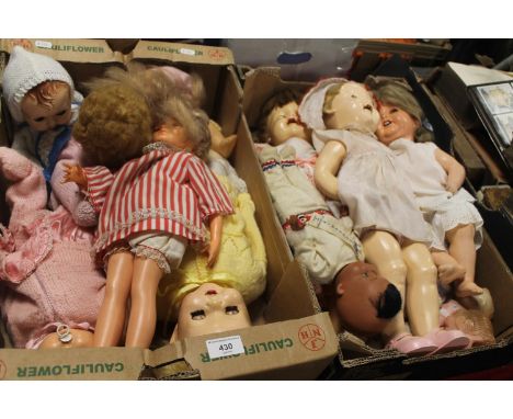 A QUANTITY OF VINTAGE PLASTIC DOLLS, to include a pedigree type, one marked "Jose Germany 4" ETC.