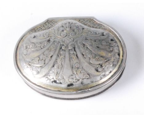 An 18th century continental silver gilt snuff-box, of oval form, the domed cover engraved with exotic birds amidst scroll lea