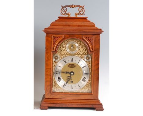 An Elliott of London walnut cased musical bracket clock, in the mid-18th century style, retailed by Garrard & Co of London, t