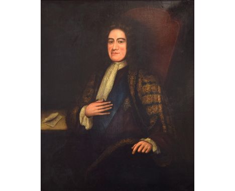 Circle of Sir Godfrey Kneller (1646-1723), portrait of Robert Walpole, 1st Earl of Orford, KG, KB, PC, 1676-1745, oil on canv