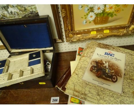 Parcel of ephemera commemorating the London to Brighton vintage car run, wooden box with miniature tea service, mauchline war