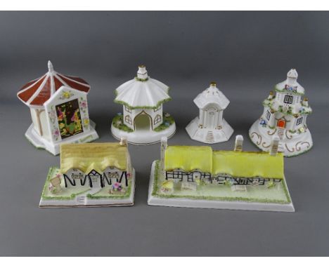 Six vintage Coalport china cottages