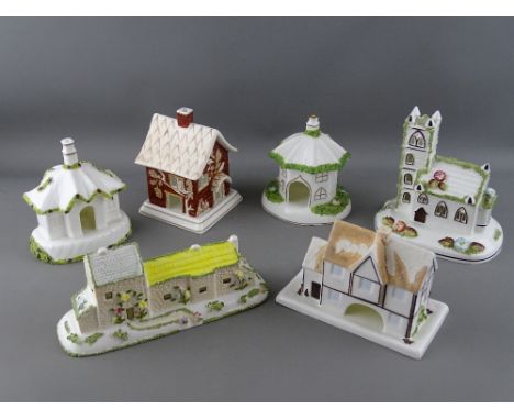Six vintage Coalport bone china cottages