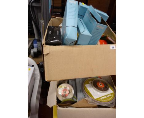 Parcel of Rotary magazines for Princ Carousel Equipment etc, a box of vintage EMI tape cassettes, a Betamax VCR, anglepoise l