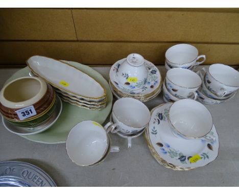 Colclough part tea service, four fruit decorated nut dishes etc