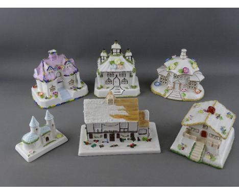 Six vintage Coalport bone china cottages
