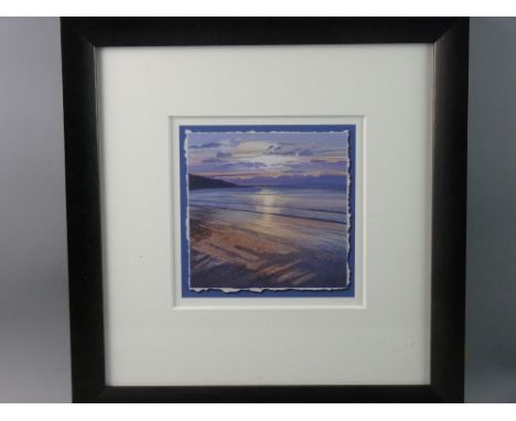 ULLAND limited edition (6/295) coloured print - sunset coastal scene, 20 x 20 cms