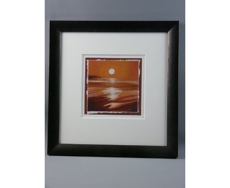 ULLAND limited edition (6/295) coloured print - moonlit sea, signed, 20 x 20 cms
