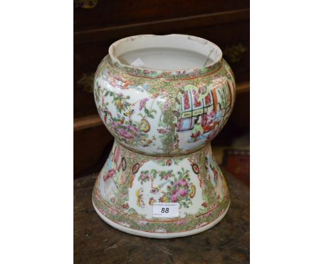 A Chinese Famille Verte vase, of bulbous form with flared base, decorated with alternating reserves of foliage, figures and a