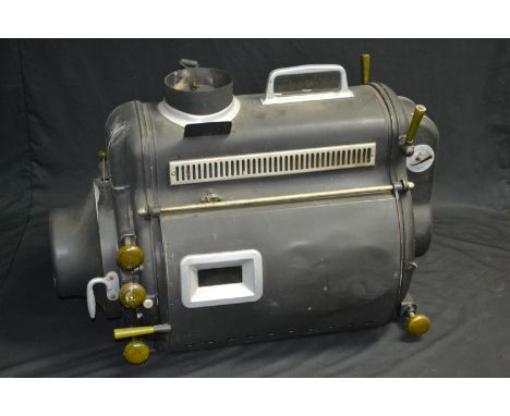 A Peerless Magnarc high intensity carbon arc film projection lamp, glass nameplate, Bakelite handles, serial No. 1450K manufa