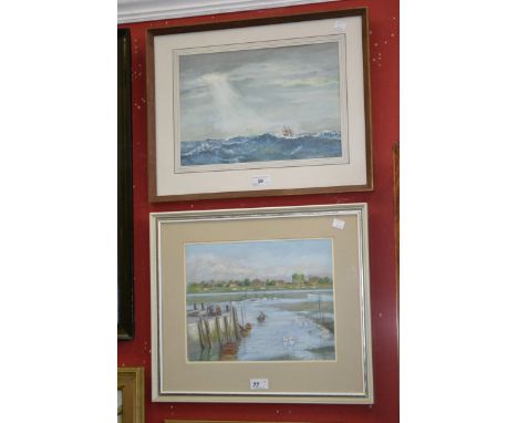 M Leonard Clifton
A Stormy Seascape
signed, watercolour; another, M Leonard Clifton, Estuary Scene In Norfolk, signed, waterc