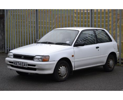 A Toyota Starlet GLI 3 door hatchback 1298cc 2 owners from new 43,426 miles Registration number K 674 EAV Date of first regis