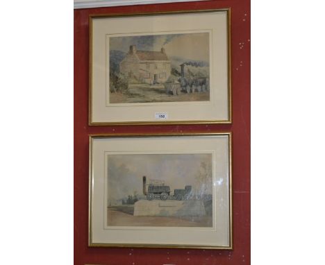 Railway Interest (English School, Early 19th Century)
A pair, S. & D. R. No. 1. 1825 and A Steam Locomotive Before George Ste