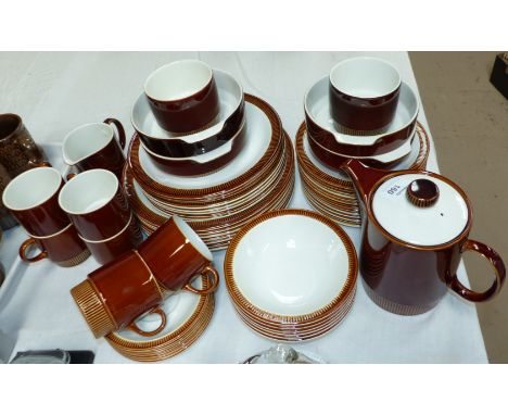 A 1960's/70's Poole part dinner and tea service with coffee pot, milk jug, etc., 45 pieces approx