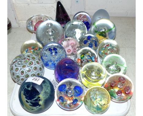 A selection of paperweights including Murano, Caithness and others