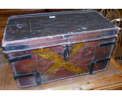 A mid-19th century leather coaching trunk, 25"