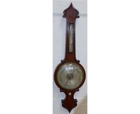 A mercury column mahogany banjo thermometer