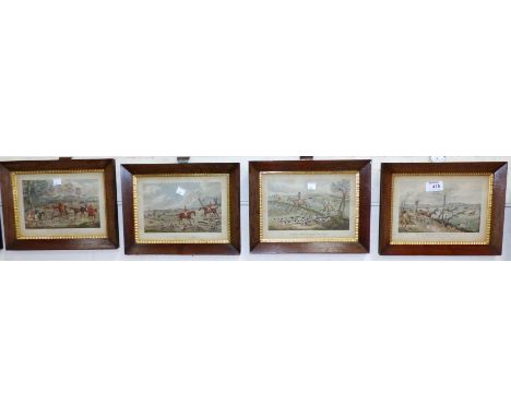 After Henry Aitken:  A Meet with His Grace the Duke of Rutland, hand coloured aquatint, and 5 companion prints published by A