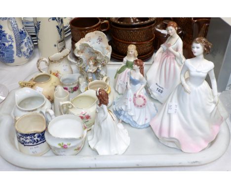 Three Royal Doulton figures; a Royal Worcester vase (a.f.); other decorative china
