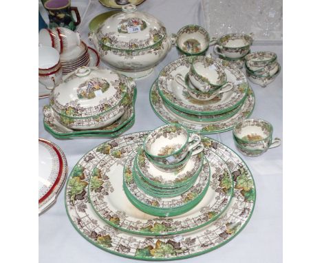 A Copeland Spode's Byron part dinner and tea service, 40 pieces approx, including a pair of covered tureens, a pair vegetable