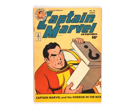 Captain Marvel No. 70 a rare Golden-age comic (Fawcett publications, 1947).Captain Marvel, is an American comic book superher