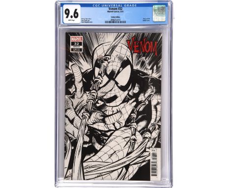 Venom No. 32 CGC Grade 9.6 1:100 retailer incentive sketch cover by Ryan Stegman (Marvel comics, March 2021).Featuring a scar