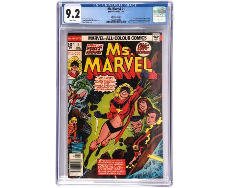 Ms. Marvel No. 1 CGC Grade 9.2 featuring the 1st appearance of Carol Danvers as Ms Marvel (Marvel Comics, January 1977).Key M