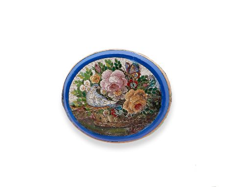 An Italian second half 19th century Italian micromosaic oval floral plaqueRoman, circa 1870inlaid with polychrome tesserae de