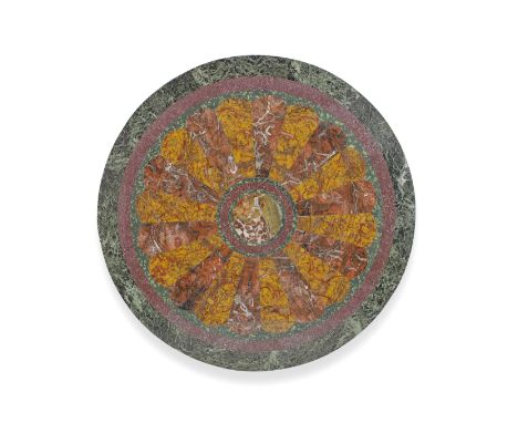 An Italian 19th century Sicilian jasper, porphyry, rosso, serpentine and porfido verde antico marble table topin the manner o
