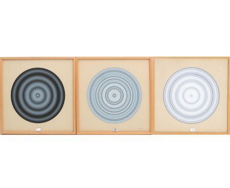 Guido Lippens (1939) Three paintings in Op Art style. Untitled, all signed and dated '71 lower right. (series of 6) Gouache o
