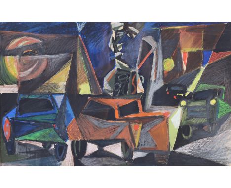 Pierre van Soest (1930-2001) Abstract color composition, signed 'Pierre van Soest' and dated '55 lower right. Gouache en past