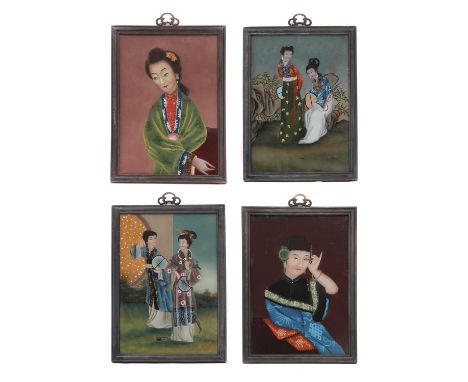 A group of four Chinese reverse glass paintings,20th century, of ladies,48.5 x 33.5cm, framed (4)Condition ReportOne portrait