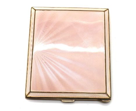 An enamelled silver cigarette case,by Henry Clifford Davis, Birmingham 1963, of rectangular form with bevelled edges, the lid
