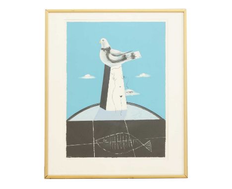 ▴ Esaias Thorén (Swedish, 1901-1981)Abstract composition with a dove and nudecolour lithograph, signed and dated 'Esaias Thor
