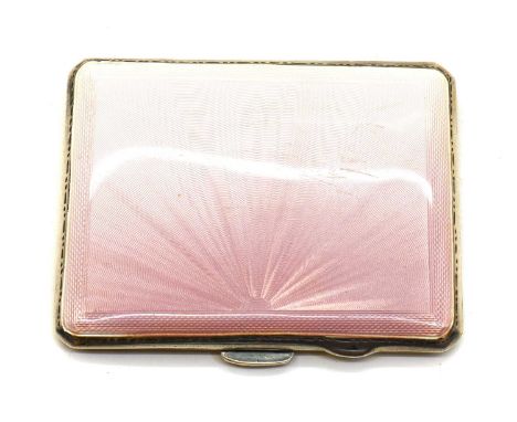 An enamelled silver cigarette case,by Frederick Filed Ltd., Birmingham 1938, of rectangular form, the lid with pink guilloche