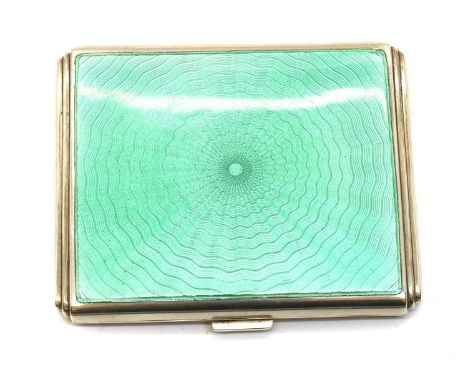 An Art Deco enamelled silver cigarette case,by Deakin &amp; Francis Ltd., Birmingham 1946, with stepped edges, internally gil