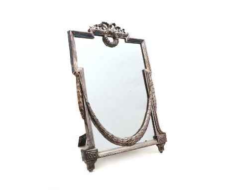 An Orivit silver-plated Classical style mirror,decorated with a wreath above a swag, stamped marks 'Orivit EP 2899',32.5cm wi