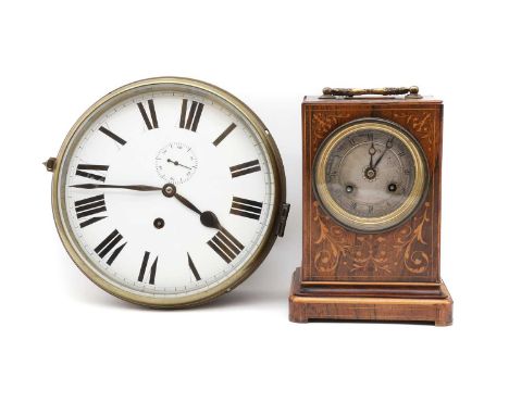 A Victorian rosewood and mahogany mantel clock,the two train drum movement striking on a bell, with a pendulum,20.5cm hightog