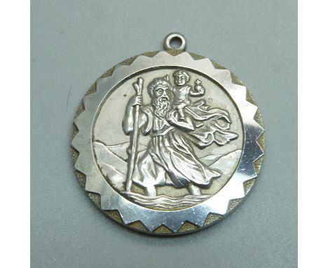 A Georg Jensen silver St. Christopher pendant, decorated to both sides, 30mm 