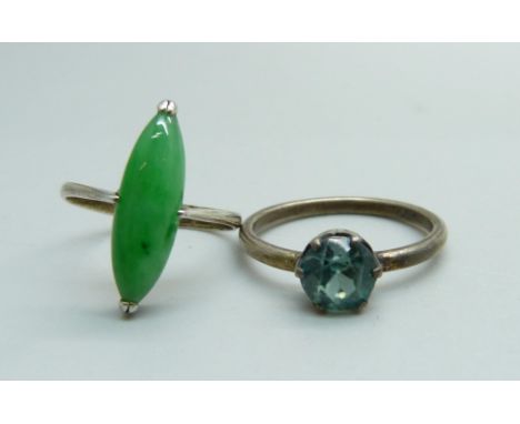 A Chinese jade ring and one other ring, K and O 
