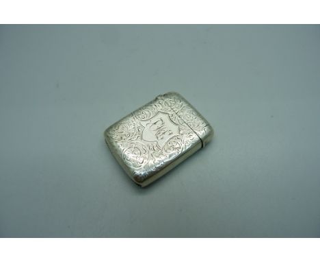 A silver vesta case, Birmingham 1898 