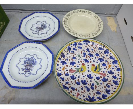 Five plates including Delft, hand painted, etc. **PLEASE NOTE THIS LOT IS NOT ELIGIBLE FOR POSTING AND PACKING** 