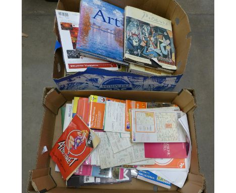 A box of art books, Giles annuals, theatre programmes and ordnance survey maps **PLEASE NOTE THIS LOT IS NOT ELIGIBLE FOR POS