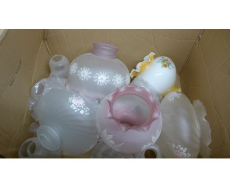 A collection of glass light shades, ceiling and lamp **PLEASE NOTE THIS LOT IS NOT ELIGIBLE FOR POSTING AND PACKING** 