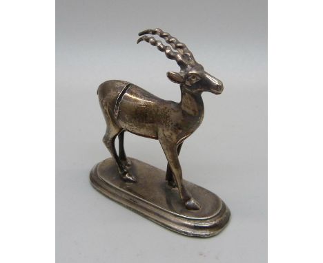 An Ibex menu holder, in 925 silver 