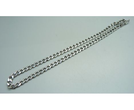 A curb link silver necklace, 62g, 54cm 