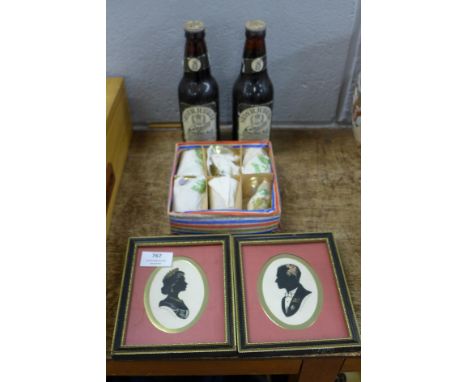 Royalty memorabilia including two bottles of Silver Jubilee Ansells Strong Ale and a set of six The Queen's Coronation glasse